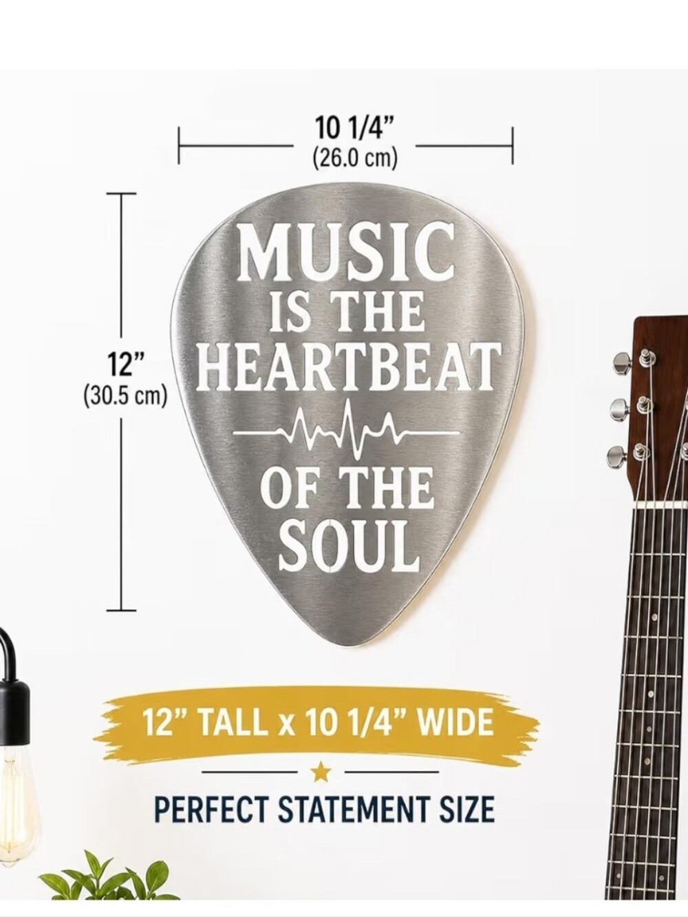 Music Is The Heartbeat Of The Soul Guitar Pick Sign - Picture 3 of 4